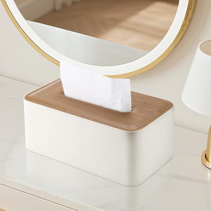 Стильна коробка для серветок з PU шкіри KingFOM - для офісу, авто, дому (C-Бежевий)