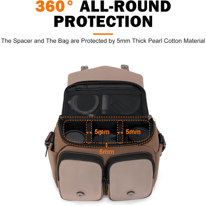 Компактна камера Cwatcun з водонепроникним корпусом та штативом, для фотографії DLR/LR/piegelloe, об'єктив (коричневий)