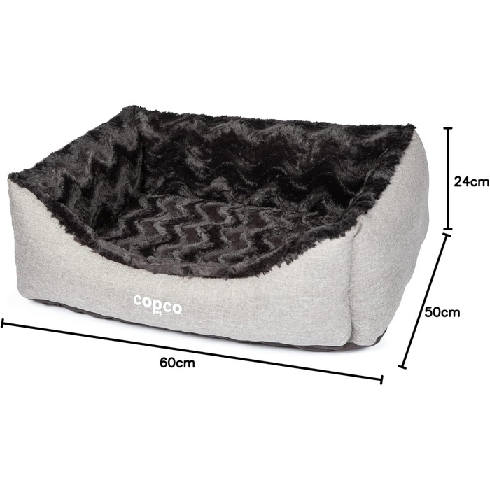 Ортопедичне ліжко для собак CopcoPet Pia – м'яке собаче ліжечко з віскоеластичною начинкою – миється, не слизьке, легке у догляді, зручне та береже суглоби – для маленьких собак (60 x 50 см, чорне)