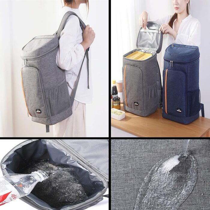 Терморюкзак 26L Kühl: ізольована сумка-холодильник для пікніків, походів, кемпінгу, риболовлі та роботи (сірий)