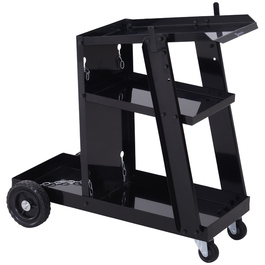 DURHAND Welding Cart Welding Equipment Cart with 3 Shelves and Safety Chain, Gas Cylinder Cart in Black 71x39x70 cm for Workshop