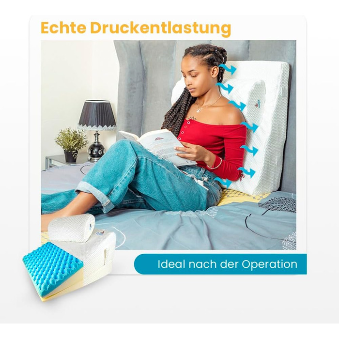 Подушка-валик Ritalia® з роликом для шиї, розмір 60x60x30 см. Підтримка спини, колін, ніг, для дивану та крісла. X-Large