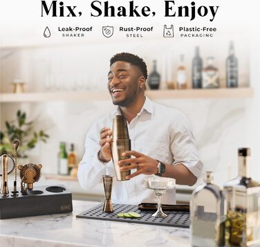 Набір бармена Mixology Barkeeper-Set Boston Cocktail Shaker (14 предметів, латунь, 0.8л)