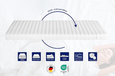 Träumegut24 - 10cm Ergonomic Cold Foam Mattress Topper / Mattress Pad / Mattress Protector Topper - Firmness H2 / H3 (H2, 90x200)