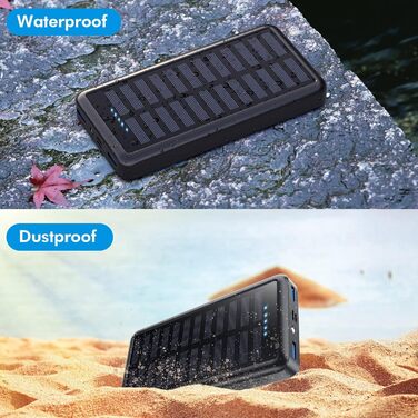 Power Bank Pxwaxpy 26800mAh з сонячною панеллю, USB-C, 15W PD, 3.0A, LED ліхтарик, сірий