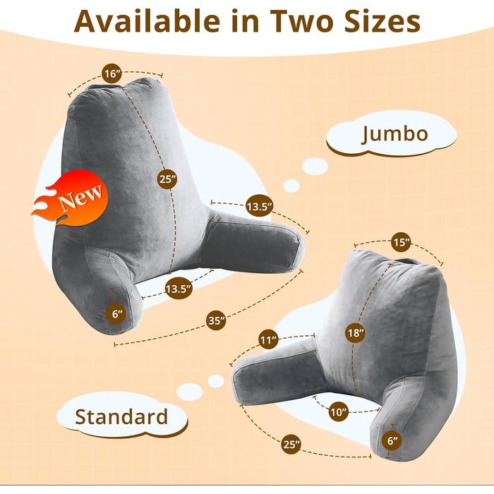 Підкова для читання Sasttie, плюшеве спинне крісло для ліжка, спинка для дорослих, з підлокітниками для дивану, софи та підлоги, ідеально для гуртожитків, аксесуар для читання, темно-сірий, стандартний розмір