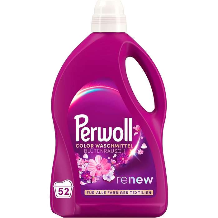 Рідкий засіб для прання Perwoll Renew Blütenrausch для кольорового та білого одягу, інтенсивна свіжість, 2.86 л (набір 4 шт, 50 прань)