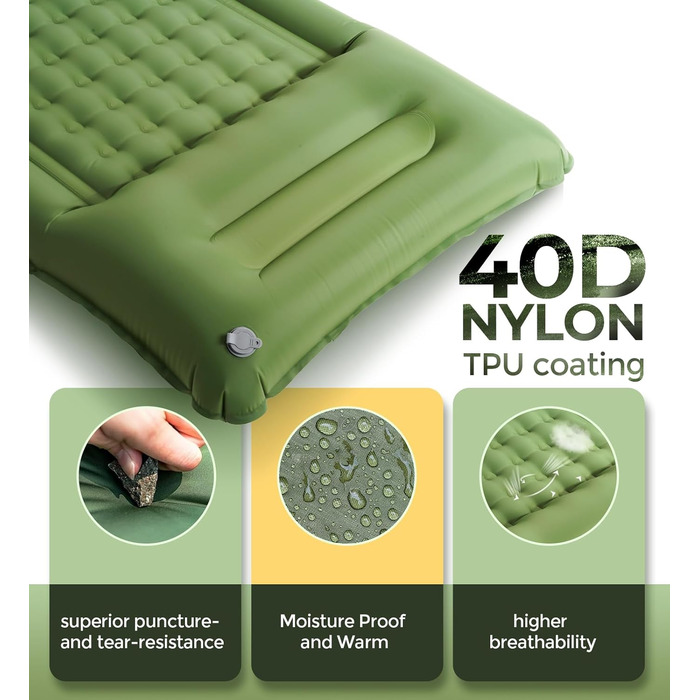 Надувний килимок Isomatte самонадувний, для кемпінгу та відпочинку на природі (оливковий, одинарний)