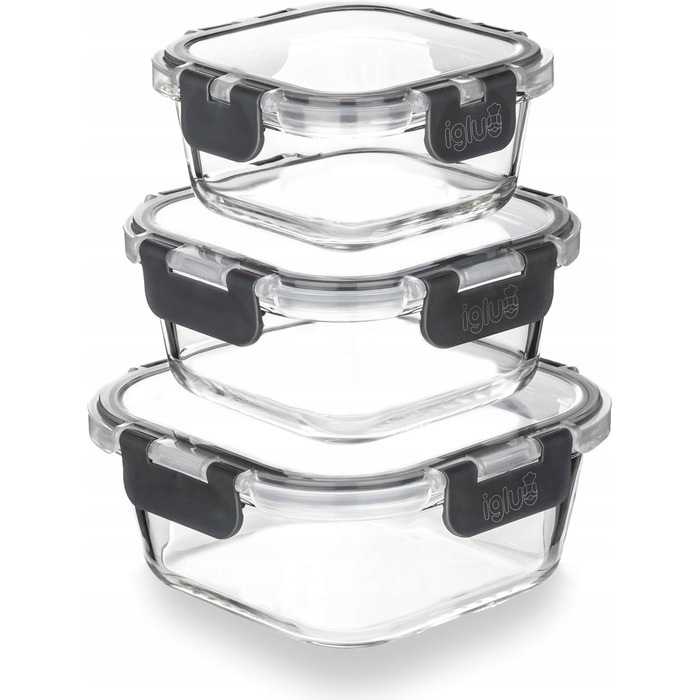 Набір зі 10 скляних ланчбоксів для їжі, термостійкі контейнери з герметичною кришкою