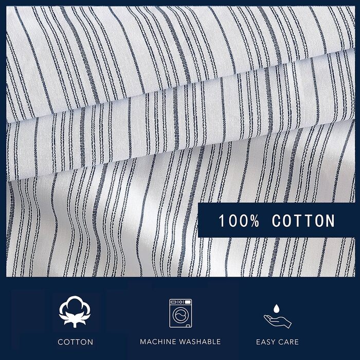 Nautica Standard Pillowcase Set, 2-Piece, Cotton Percale Bedding, Casual Home Decor (50.8 x 76.2 cm) (Beaux Stripe Blue)
