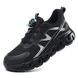 Черевики безпеки унісекс, легкі, спортивні, дихаючі, шнурки/крутильний замок, сталевий підносок, антиковзаючі, 43 EU, чорні