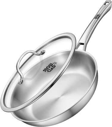 Набір сковорідок з нержавіючої сталі, 3 шт. (20/24/28 см), універсальні, для всіх плит, індукційні, можна мити в посудомийній машині, сумісні з духовкою