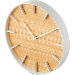 Yamazaki 4108 RIN Wall Clock, Steel/Plywood, Minimalist Design, 26.5 x 4.2 x 26.5 cm (LxBxH) (White)