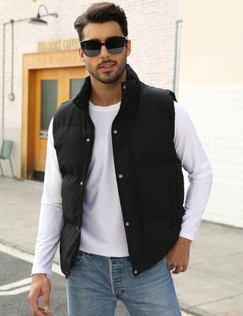 Чоловічий жилет Flygo з пухозаповнювачем, теплий, без рукавів, чорний (XL)