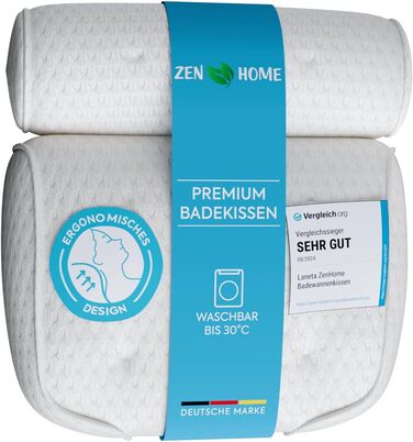Bath Pillow • Ergonomic & Muscle-Relaxing Premium Bath Pillow • New 5D Special Foam • German Design • Climate Neutral & Sustainably Produced • Bath Pillow Neck Pillow Bathtub