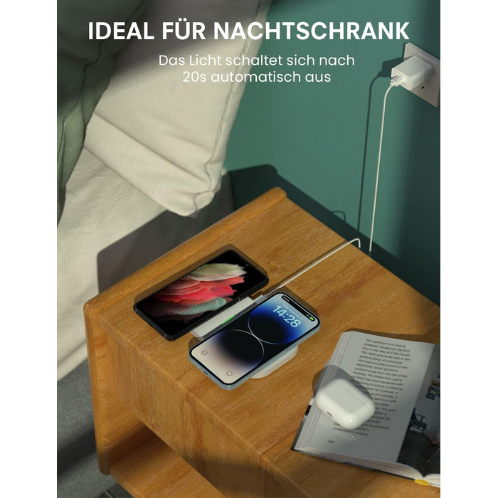 Бездротовий зарядний пристрій JoyGeek 2-в-1, 15W, для iPhone та Samsung, білий