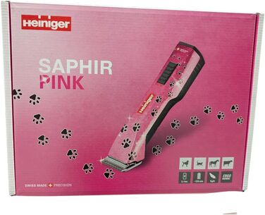 Набір для стрижки собак EHASO HEINIGER Profi Saphir: акумуляторна машинка, насадки, миска (рожевий)