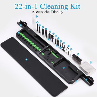 Набір для чищення техніки 22 в 1 з підставкою для зап'ястя, для AirPods, планшетів, телефонів (чорний)