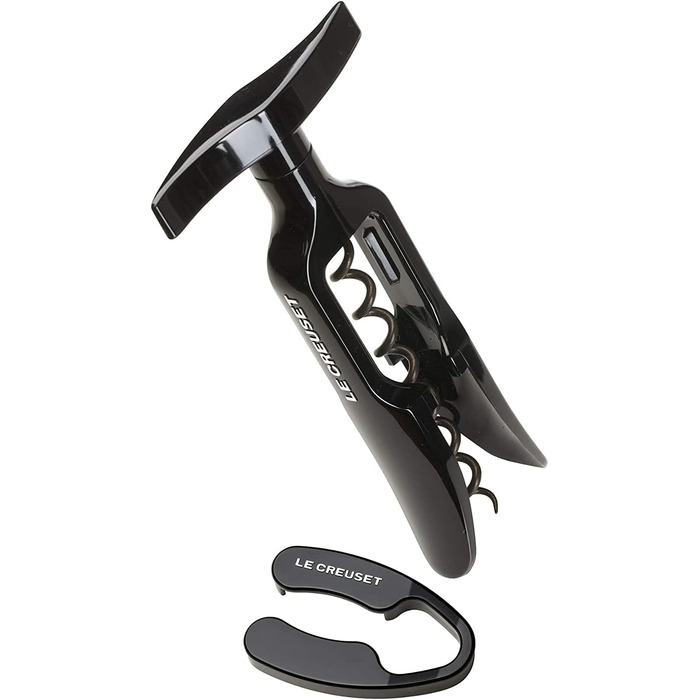 Le Creuset Classic Tabletop Corkscrew with Bottle Opener Gift Set, GS 100, Plastic, Gloss Black, 49800001400000
