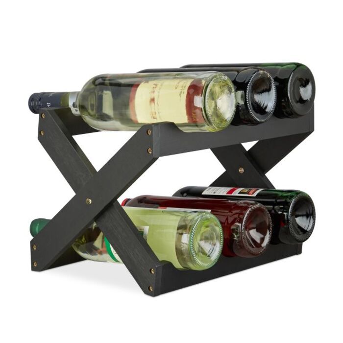 Bamboo Wine Rack, X-Shape, Black