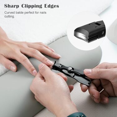 Кусачки для нігтів з лотком для обрізків, великі 8.6 см, для товстих нігтів, нержавіюча сталь, з пилкою для нігтів (чорні)