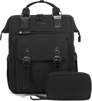 LOVEVOOK Рюкзак для жінок, 18 дюймів, водонепроникний, рюкзак для подорожей, ручна поклажа, чорний з кишенею для кабелю, відділенням для ноутбука, рюкзак на день для школи, університету, бізнесу та подорожей, 18 дюймів, чорний