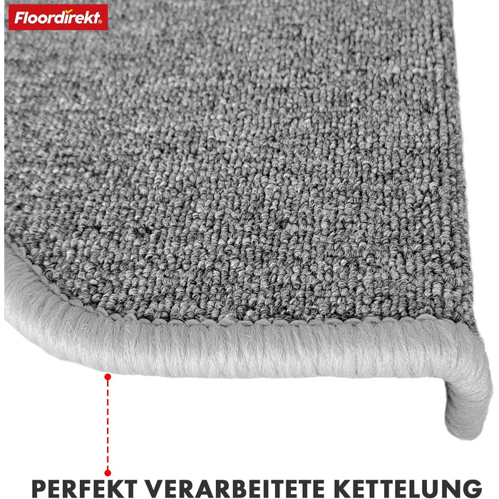 London Pro Stair Treads - 15 Piece Set - Non-Slip Carpet Stair Treads - 25x65 cm (Grey)