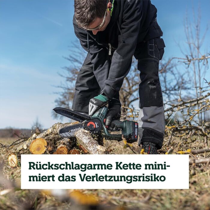 Акумуляторна сукова пила Metabo MS 18 LTX 15, 18В, шина 15 см, для обрізки дерев (без АКБ та зарядного пристрою), CAS сумісна