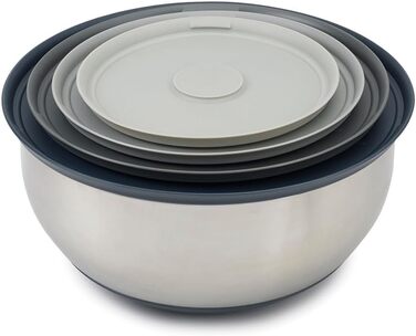 Joseph Joseph 4-Piece Stainless Steel Bowls with Lids - Stainless Steel, Silver