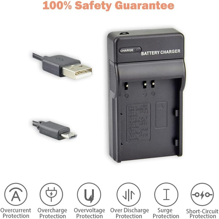 Акумулятор DSTE EN-EL3E (2 шт.) та Micro USB зарядний пристрій - сумісний з Nikon D30, D50, D70, D70S, D90, D80, D100, D200, D300, D300S, D700