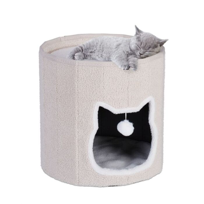 Relaxdays Foldable Cat Cave in Beige