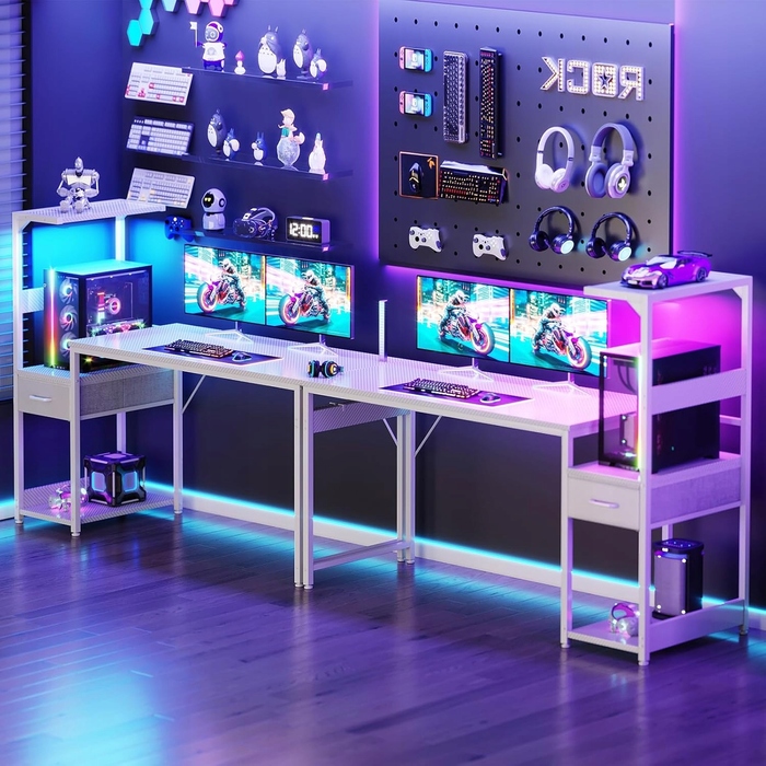 Ігровий стіл з LED-підсвіткою, ергономічний та комфортний, 138x48x114,5 см