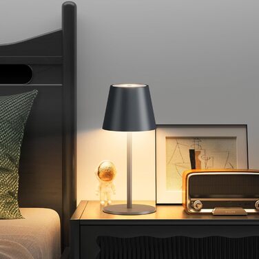 Акумуляторний LED світильник настільний 2 шт, 26 см, 5000mAh, 3W, теплий білий (3000K), водонепроникний IP54, для ресторану, спальні, бару, антрацит