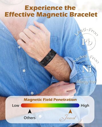 Медальйон з міді для чоловіків, 99% масивна мідь, магнітний браслет з магнітами, регульований розмір, з подарунковою коробкою (чорний щит)