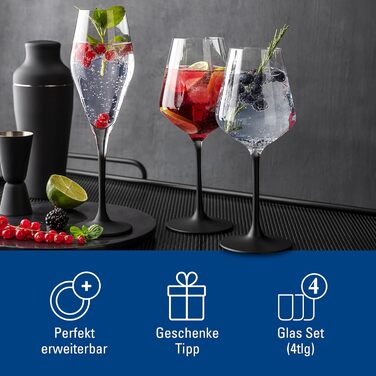 Villeroy & Boch Manufacture Rock: набір келихів для червоного вина, 4 шт., кришталеве скло, чорний колір, придатні для миття в посудомийній машині