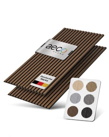 Акустичні настінні панелі з натурального горіха (набір 2 шт), 120x60x2.1 см, чорний звукопоглинаючий фільц — 3D панелі для шумоізоляції та оздоблення стін