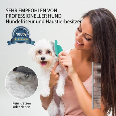Гребінець для собак та котів Slicker з дерев'яною ручкою та довгими шпильками з нержавіючої сталі – видаляє підшерсток, ковтуни та вичісує – з гребенем для догляду – для Голден Ретрівер та Мейн-Кун – великий