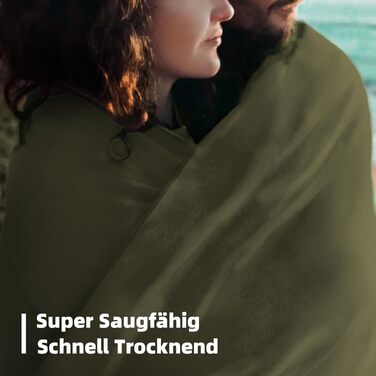 Набір з 3 рушників з мікрофібри: великий (180x80 см) та 2 маленькі (80x40 см). Швидковисихаючі рушники з мікрофібри для спорту, пляжу, ванни та подорожей (армійний зелений)