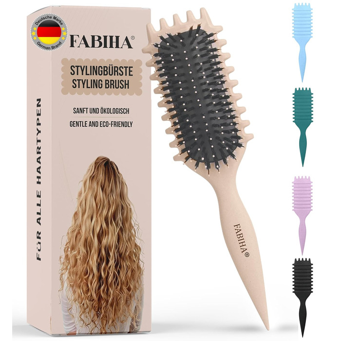 Преміум щітка Lockenbürste для кучерявого волосся - біо-щітка без заплутування, щетина дикого кабана, оригінальна 3-в-1 для локонів (лавандовий, бежевий)