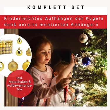 Набір прикрас для ялинки WOMA - 50 кульок, 22 кольори, пластик, ялинкові прикраси, декор, 100 шт. (Lemon Gold)