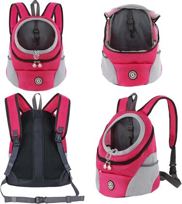 Шлейка для собак та цуценят, переноска-рюкзак, рожево-червона (L)