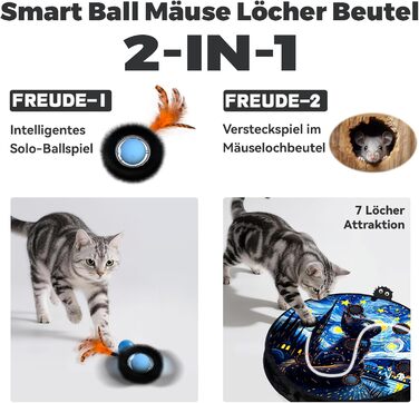 Іграшка для котів, інтерактивна куля з лабіринтом, автоматична мишка з пір'ям, мисливська іграшка, подарунок для кота