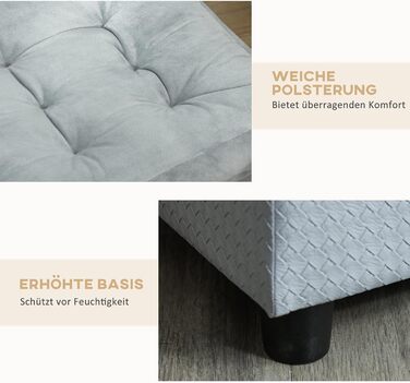 PawHut Крісло-лежанка для собак з матрацом та місцем для зберігання, світло-сірий, 76 x 45 x 43 см