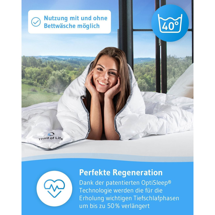 135x200 cm Duvet Cover, All-Season Duvet with OptiSleep® Technology, Fluffy Quilted Duvet AERO ActiveClima, Cozy Winter Duvet / Summer Duvet with Ventilation & Climate Zones, Ideal Hygiene for Allergy Sufferers 135 x 200 cm