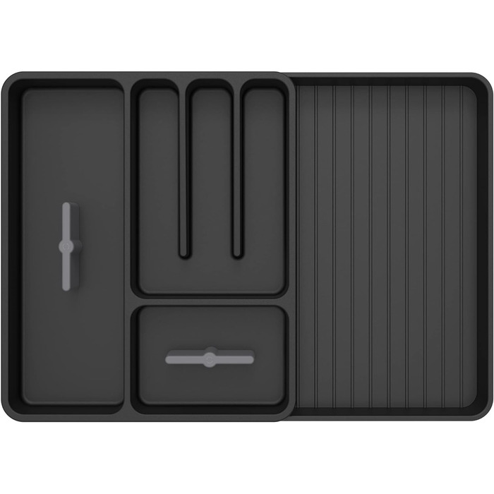 MR.SIGA Expandable Cutlery Box for Drawers, Utensil Holder Kitchen, Adjustable Cutlery Organizer for Cutlery, Kitchen Gadgets and Cooking Accessories, Black