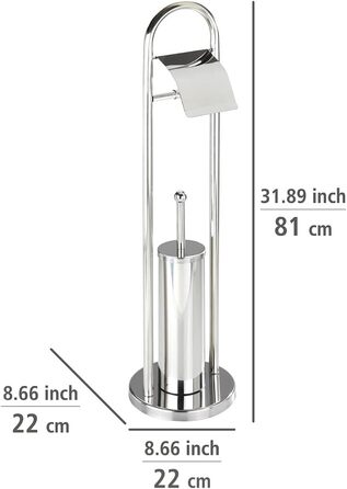 Набір для туалету WENKO Vasto з нержавіючої сталі 2 в 1: тримач туалетного паперу та щітка для унітазу, Ø 22 x 81 см