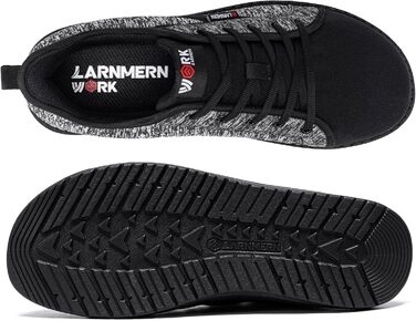 Черевики робочі чоловічі LARNMERN, захисні черевики з металевим носком, легкі, зручні, для скейтбордингу, амортизація, сірі, чорні, 42.5 EU
