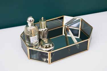 Вінтажний дзеркальний металевий піднос SLHEQING чорний 20×14×4 см для косметики та прикрас