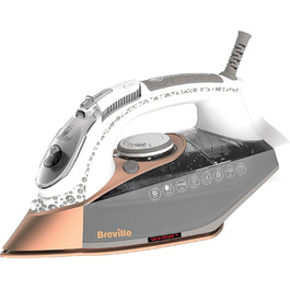 Праска Breville Powersteam 2600W з керамічною підошвою, 220 г паровий удар, вертикальний струмінь 50 г/хв, автовимкнення, білий/блакитний
