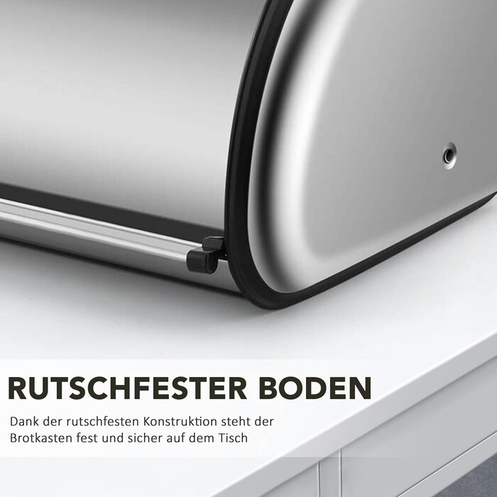 Рибалка Brotkasten з нержавіючої сталі, харчової якості, з кришкою-роллером, 43,5 x 27,5 x 18,5 см, контейнер для хліба, булочок, печива